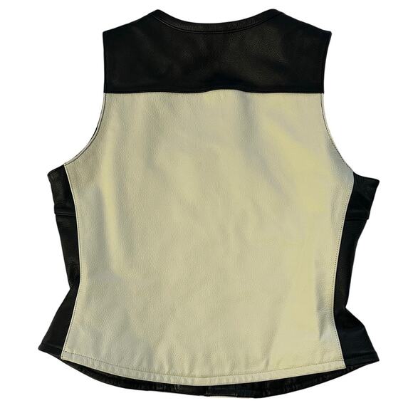 Harley Davidson Vest Rapid City Cream Red Leather Zip Front Riding - Picture 3 of 7